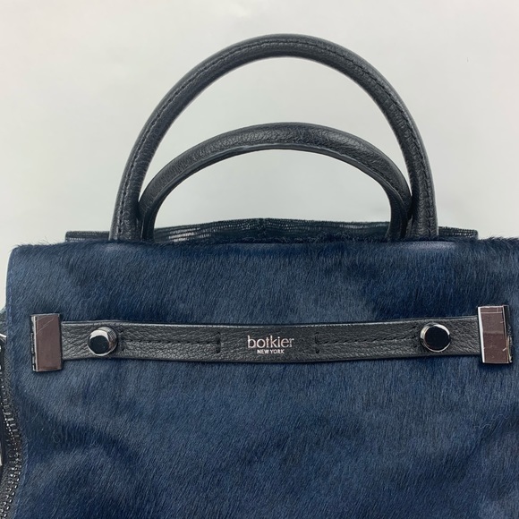 Botkier navy pony hair and black leather satchel - Picture 2 of 6